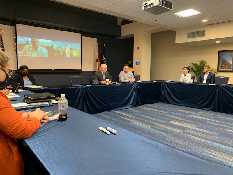 FIU President (center left) addresses Florida Consortium of Metropolitan Research University work group at FIU on September 13, 2021. 